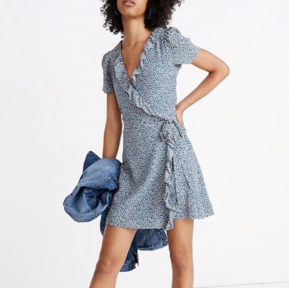 Madewell Silk Ruffle Wrap Dress